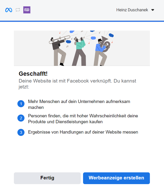 Screenshot: Facebook Erfolgsnachricht
