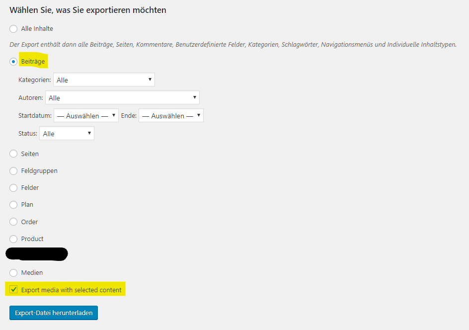 Export Media With Selected Content