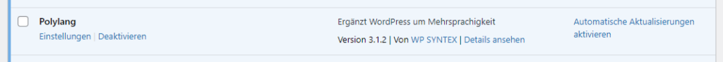 Polylang: Aktivierung